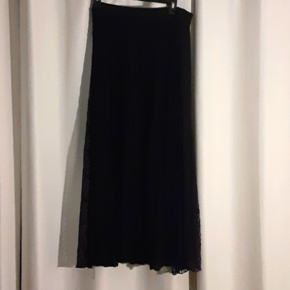 Lapis M maxi black with lace inlays belt loops stretchy worn once Boho